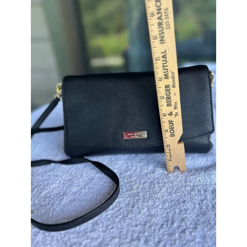 Kate Spade Laurel Way Greer Black Bag Designer Saffiano Leather Crossbody Clutch